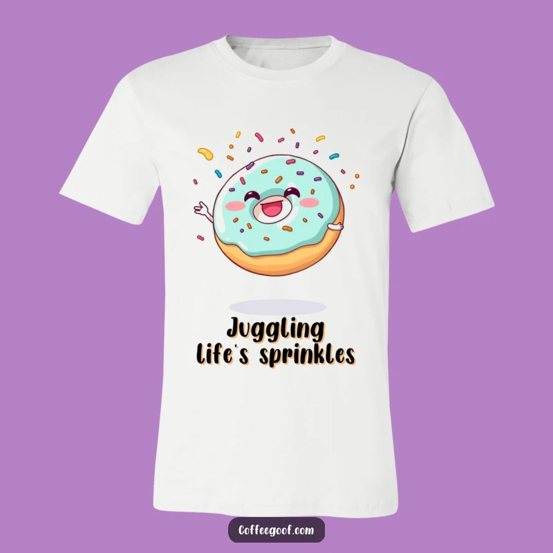 Funny Donut Juggling T-Shirt: Sweet Sprinkle Design, Perfect Casual Gift!