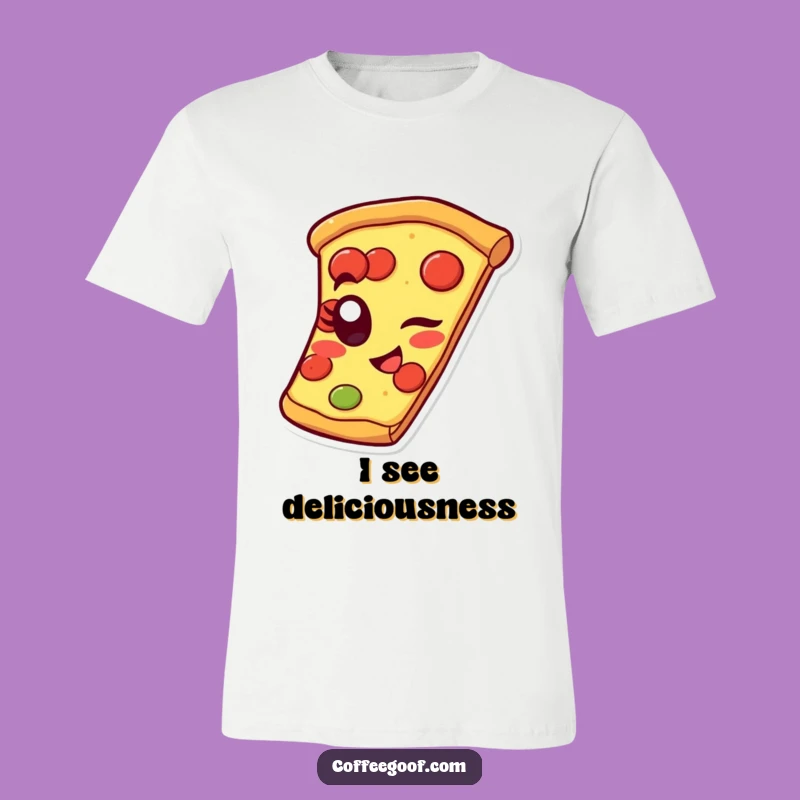 Funny Pizza Slice T-Shirt - Winking Pepperoni Eye Tee for Foodies