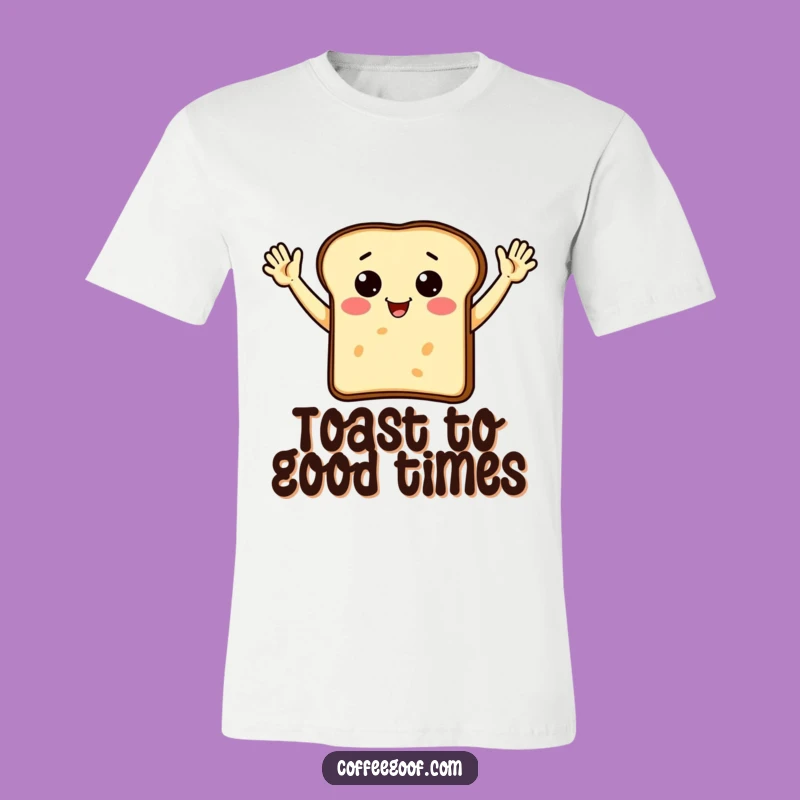 Funny Toast Waving T-Shirt: Enthusiastic Breakfast Design, Perfect Casual Gift!
