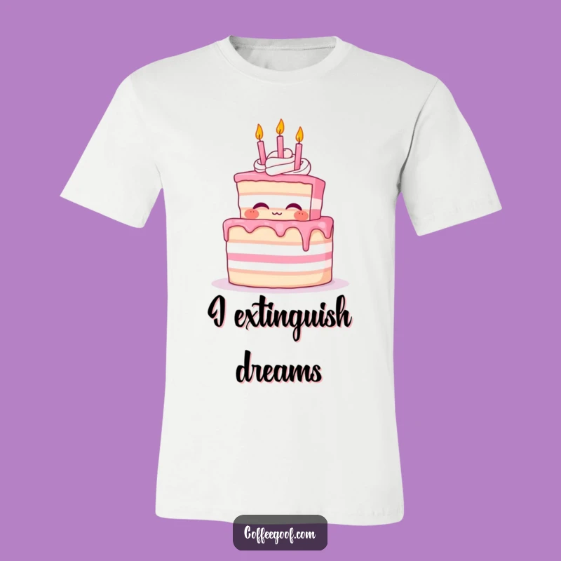 Funny Cake Character T-Shirt - Proud Birthday Cake Blowing Candles, Ideal Funny Gift!
