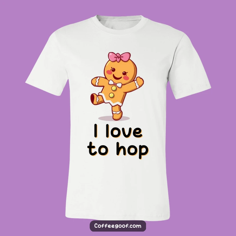 Funny Gingerbread Cookie Hop T-Shirt - Cheerful Cartoon Character Apparel Gift