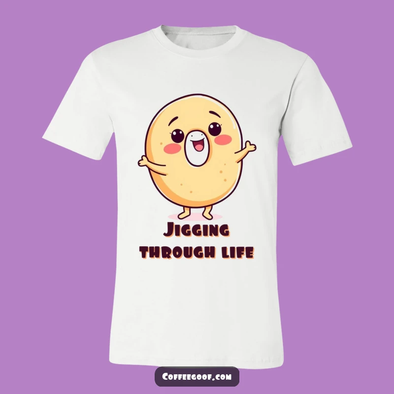 Funny Bagel T-Shirt: Smiling Jigging Character, Playful Apparel, The Ultimate Funny Gift!