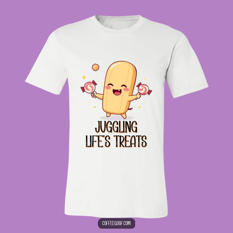 Funny Baguette Juggling Candy T-Shirt: Sweet Fun Tee, Ideal Funny Gift!