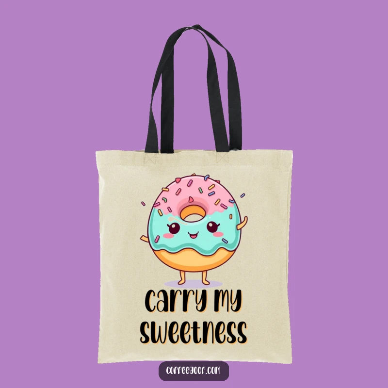 Funny Donut Tote Bag: Dancing Sprinkles, Stylish and Sweet Gift for Shoppers