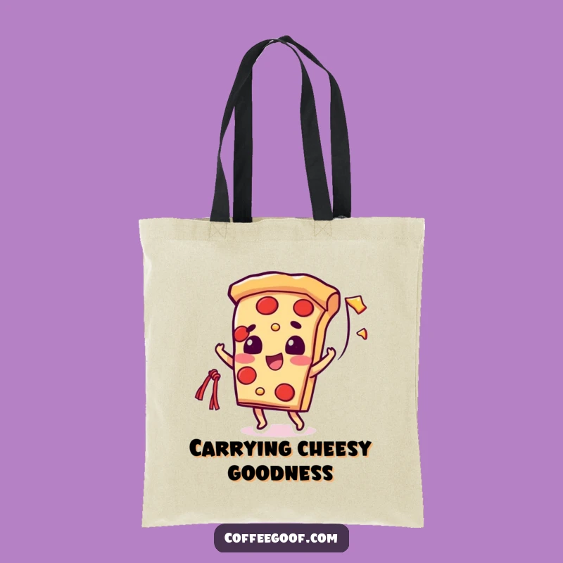 Funny Pizza Cheese String Tote Bag: Beaming Slice Character - Carry Your Pizzazz Gift