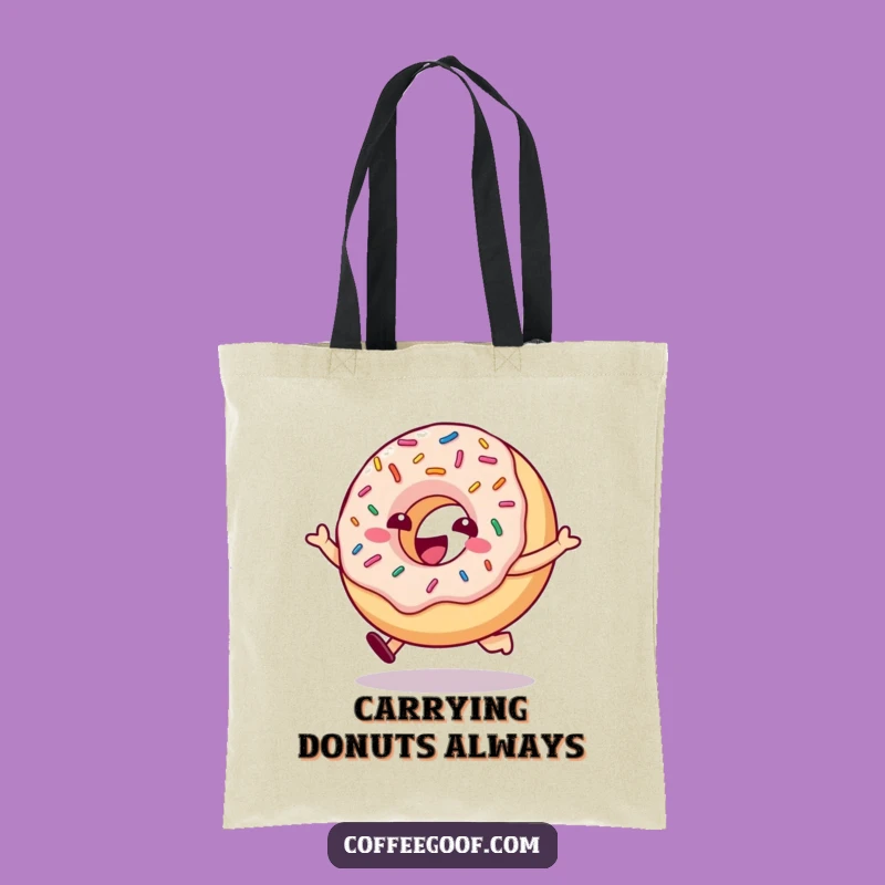 Funny Hopping Donut Tote Bag - Stylish and Hilarious Carry-All for Sweeties
