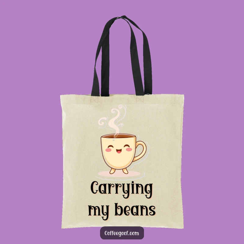 Funny Coffee Cup Tote Bag: Playful Steam Character, Practical and Hilarious Gift