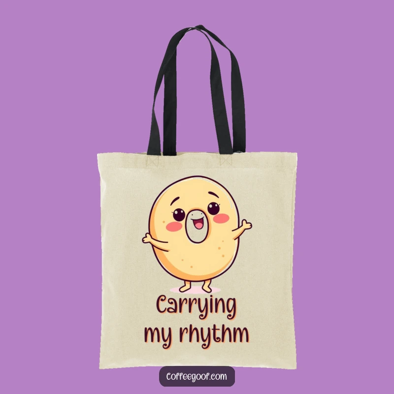 Funny Bagel Tote Bag: Smiling Jigging Character, Carry Your Fun: The Perfect Funny Gift!