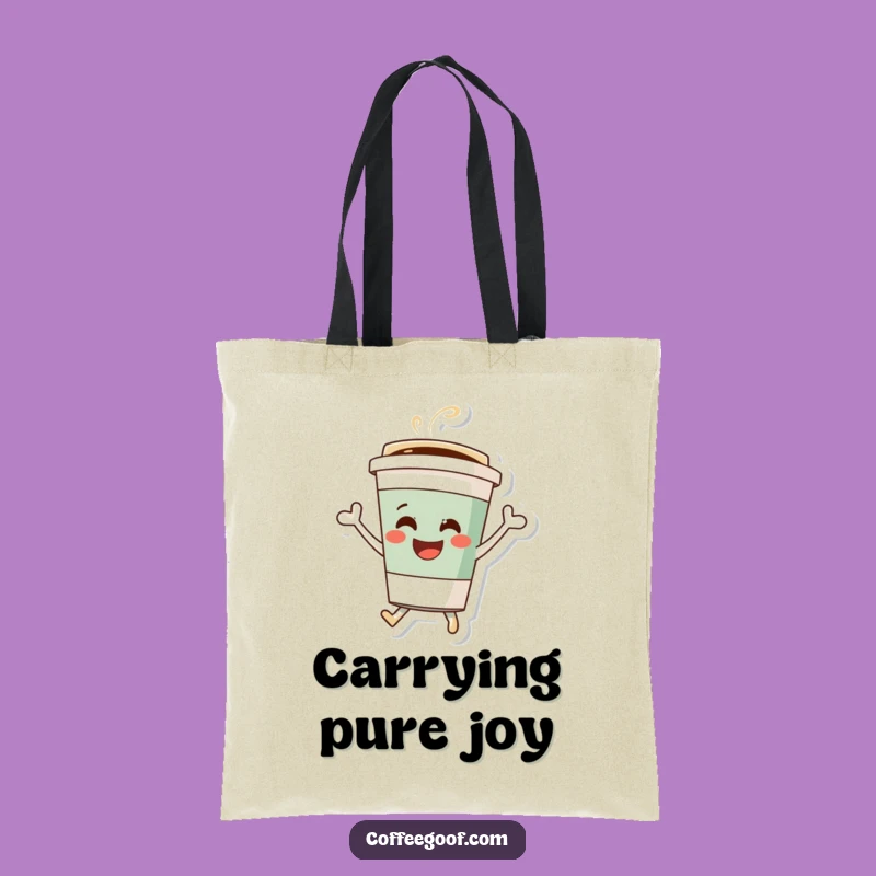 Funny Coffee Cup Tote Bag: Cheerful Bouncing Character, Carry Your Fun: The Ultimate Funny Gift!