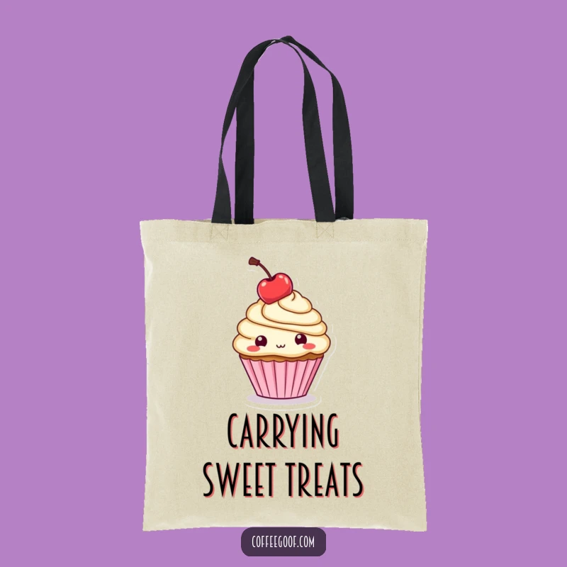 Funny Cupcake Cherry Tote Bag: Carry Your Sweetness, Fun Bag