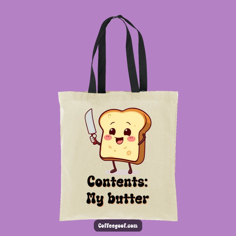 Funny Toast Butter Knife Tote Bag - Hilarious Cartoon Grocery Bag Gift