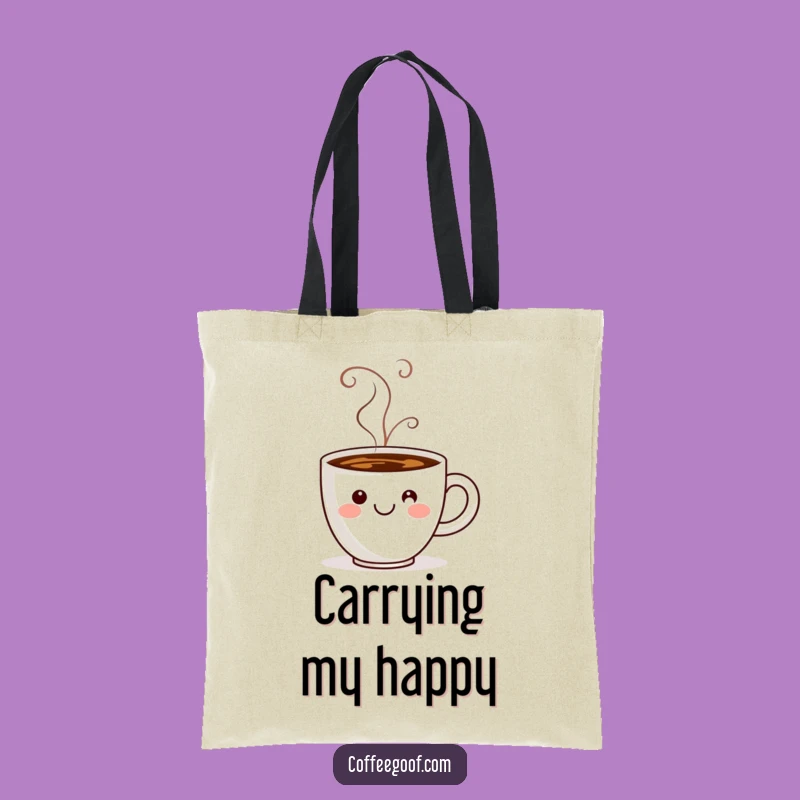 Funny Coffee Cup Smiley Tote Bag: Stylish Steam Design, Perfect Everyday Gift!