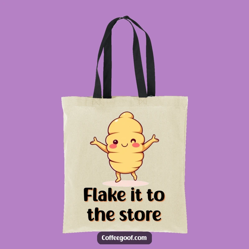 Funny Croissant Tote Bag: Happy Dancing Character, Your Humorous Carry-All