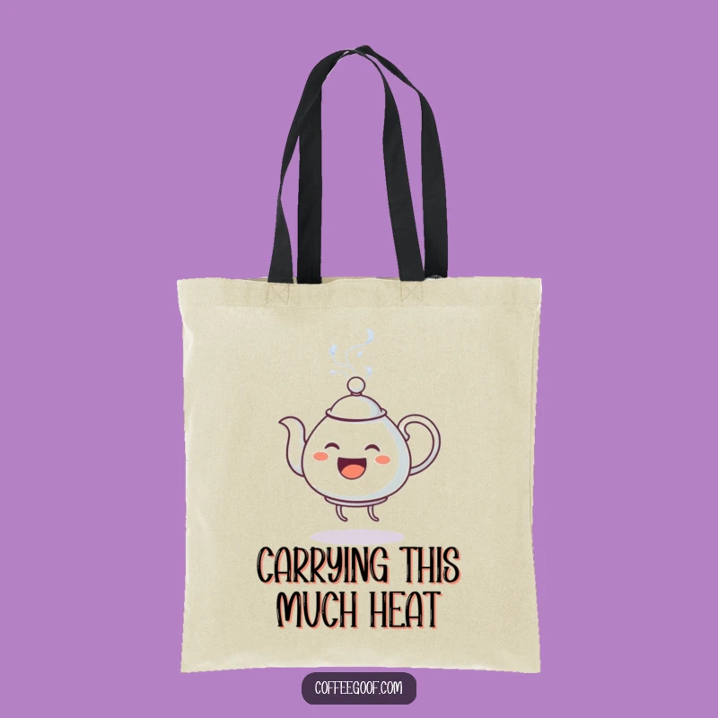 Funny Dancing Teapot Tote Bag: Steamy Water Character Accessory, Practical Gift