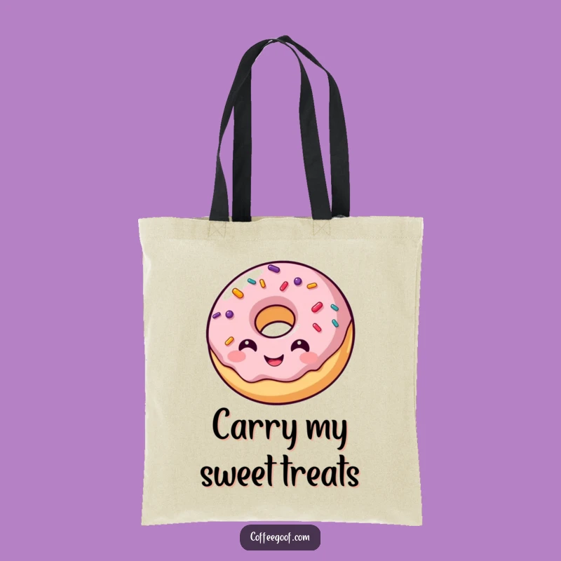 Funny Donut Tote Bag: Durable Smiling Sprinkles Design, Practical Gift for Foodies