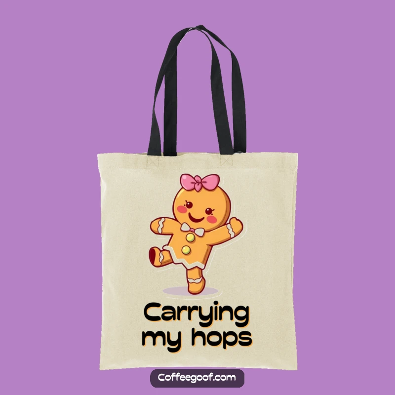 Funny Gingerbread Cookie Hop Tote Bag - Cheerful Cartoon Accessory Gift