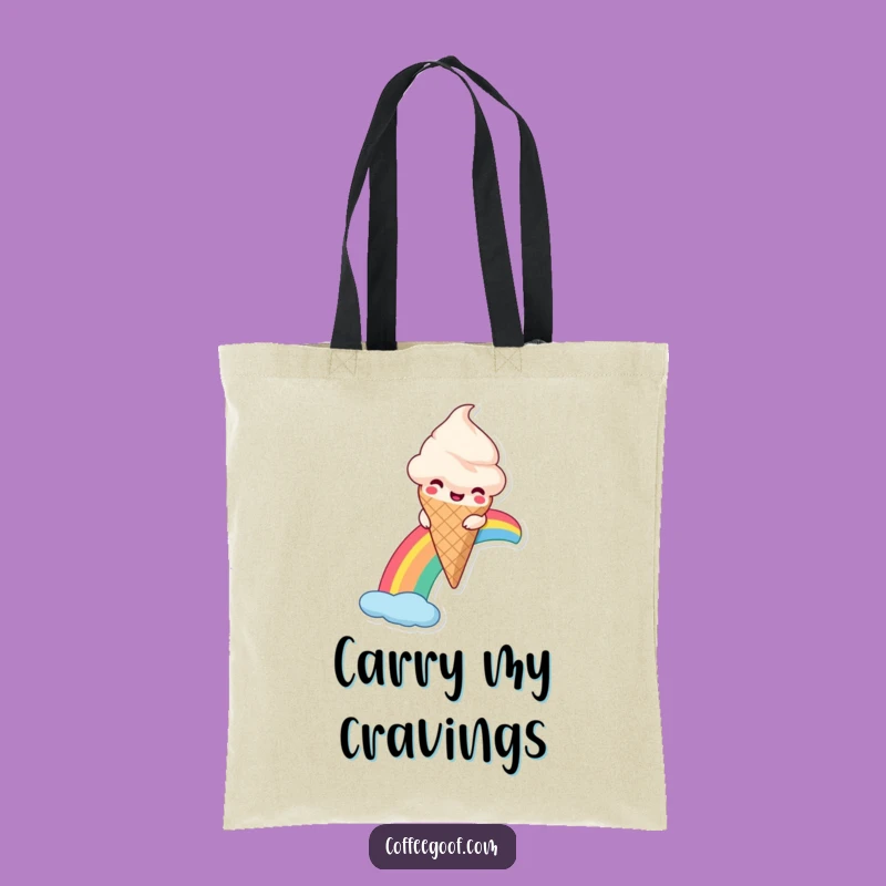 Funny Ice Cream Rainbow Tote Bag: Carry Sweetness with Style, Ideal Gift