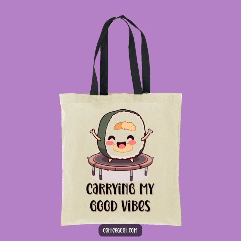 Funny Sushi Roll Trampoline Tote Bag: Stylish Bounce Design, Perfect Shopping Gift!