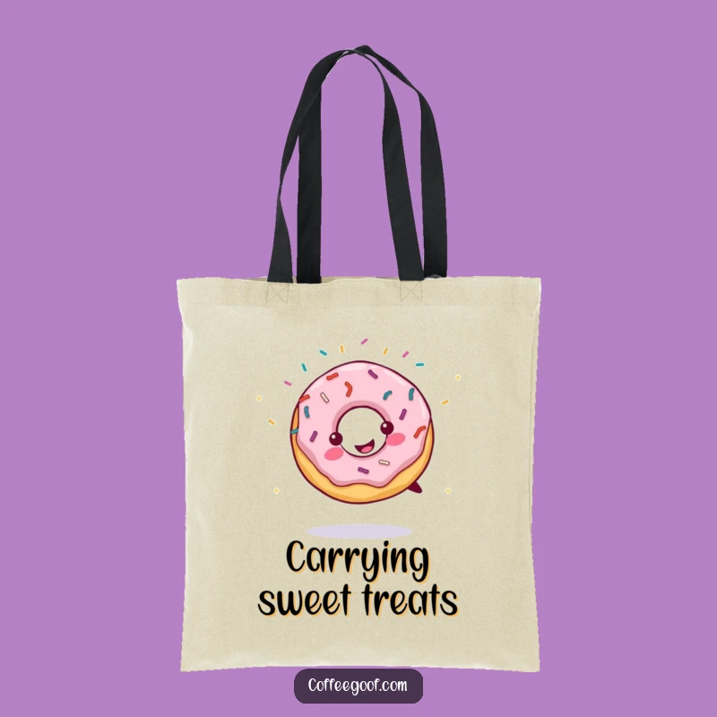 Funny Tote Bag: Cartwheeling Donut Graphic, Stylish Carry-all, Perfect Funny Gift