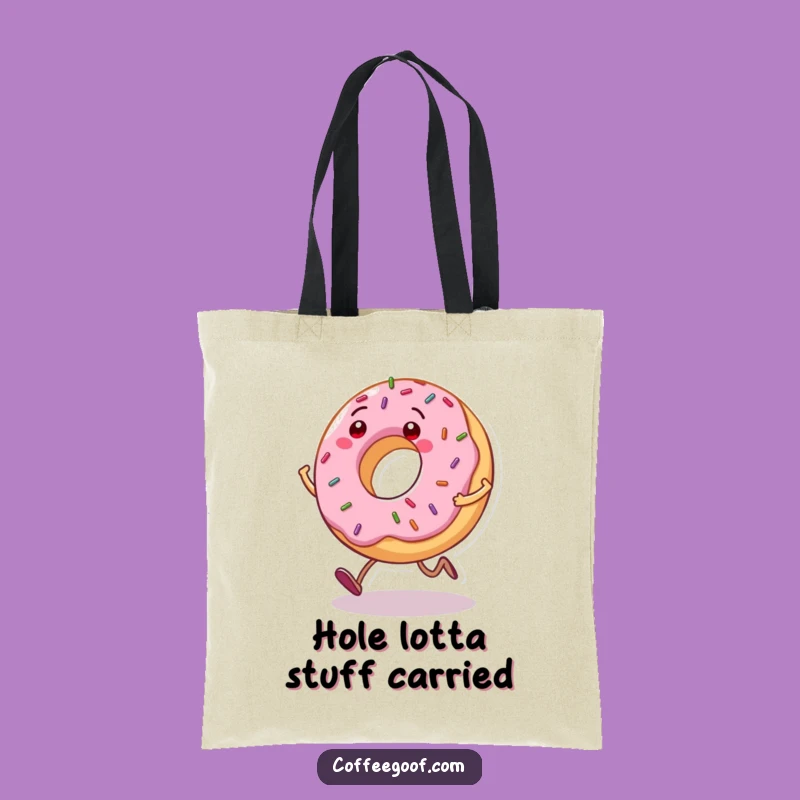 Funny Donut Tote Bag: Grinning Character, Your Humorous Carry-All